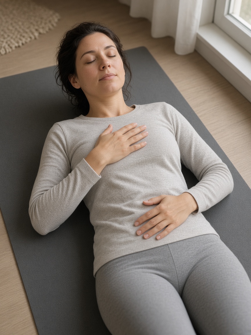 Person taking a relaxed breathing break